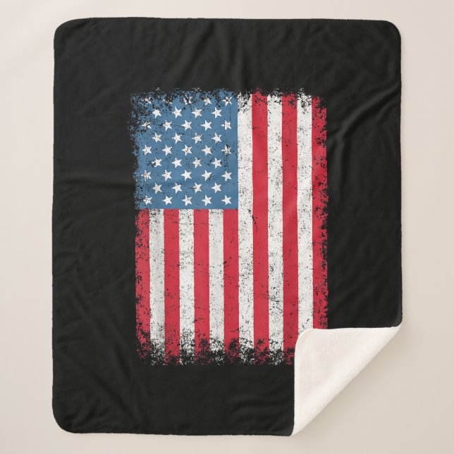 Couverture Sherpa Drapeau Américain Patriotique Pour Hommes Femmes E (Devant)