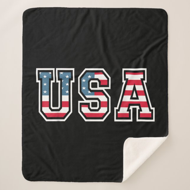 Couverture Sherpa Drapeau Américain Patriotique Pour Hommes Femmes E (Devant)