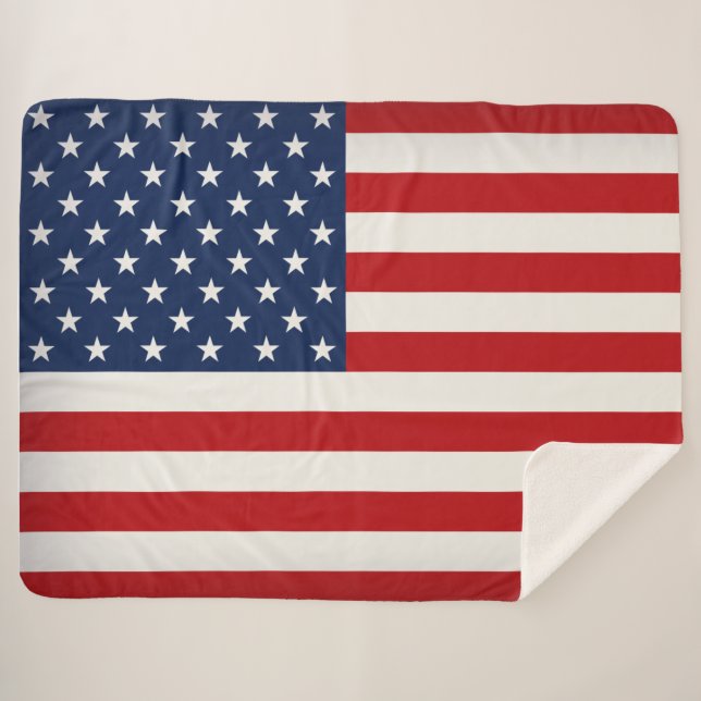 Couverture Sherpa Drapeau Américain Personnalisé  (Devant (Horizontal))