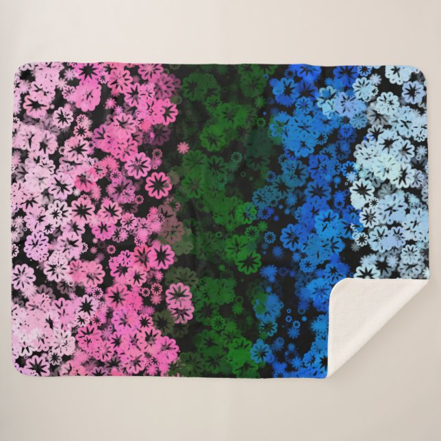 Couverture Sherpa Drapeau de fierté Omniromantique Fleuris Mignon Ré (Devant (Horizontal))