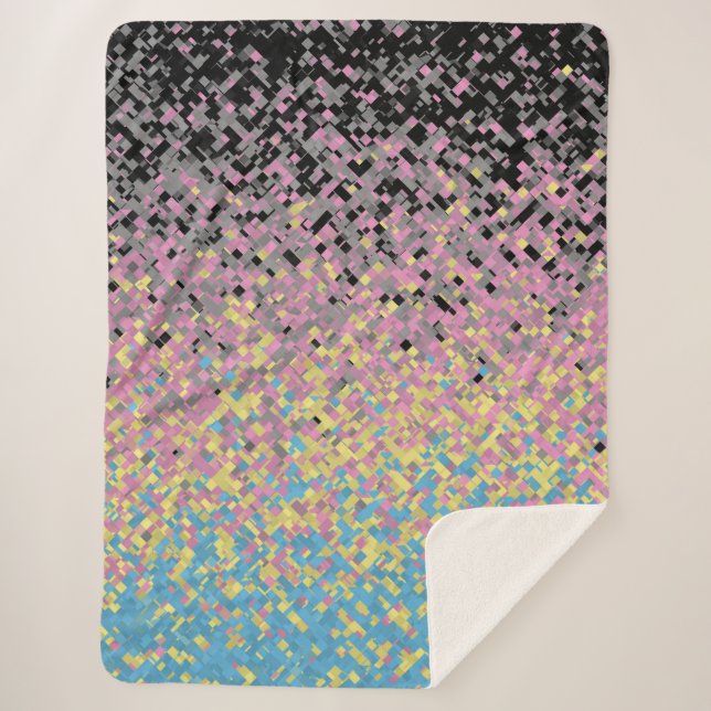 Couverture Sherpa Drapeau de fierté polygender pixelisé funky tripan (Devant)