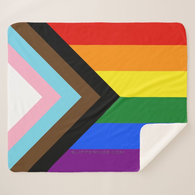 Couverture Sherpa Drapeau de fierté Progress Pride de SlipperyJoe si (Devant (Horizontal))