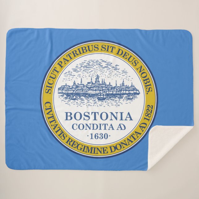 Couverture Sherpa Drapeau de la ville de Boston (Massachusetts) (Devant (Horizontal))