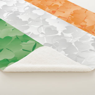 Couverture Sherpa Drapeau de l'Irlande avec motif shamrock