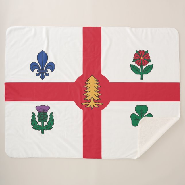Couverture Sherpa Drapeau de Montréal (Québec, Canada) (Devant (Horizontal))