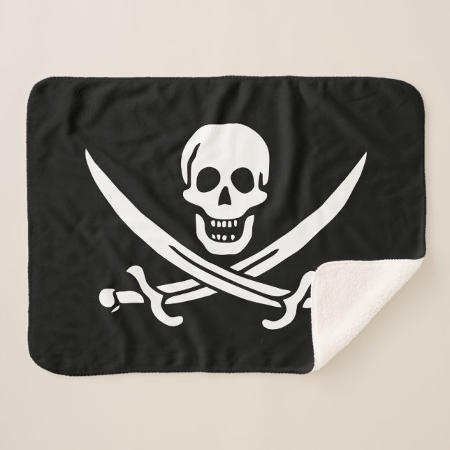 Couverture Sherpa Drapeau de pirate Crâne croisé épées (Devant (Horizontal))