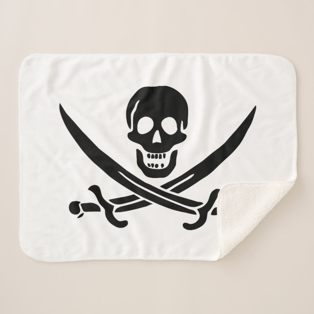 Couverture Sherpa Drapeau de pirate Crâne croisé épées (Devant (Horizontal))