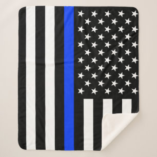 Couverture Sherpa Drapeau de police de la ligne bleue mince