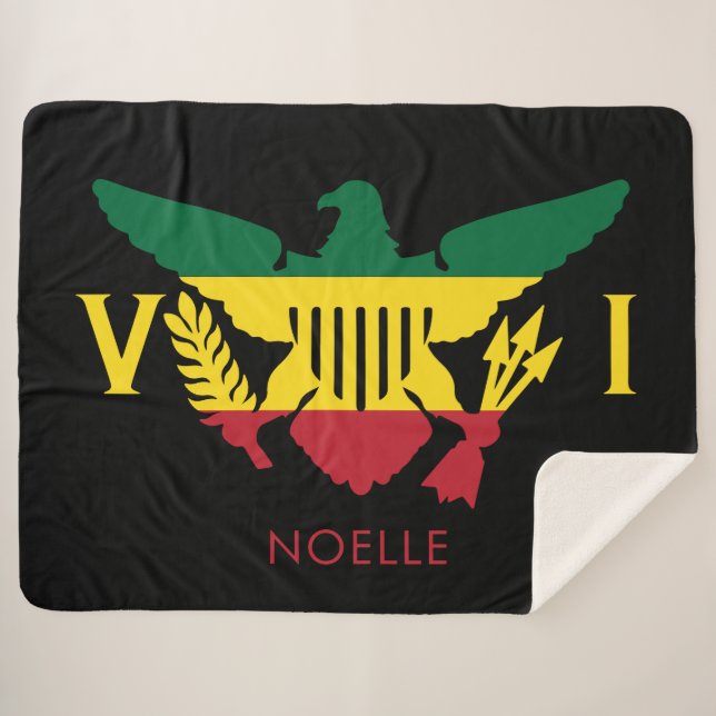 Couverture Sherpa Drapeau des îles Vierges américaines, Rasta Rouge, (Devant (Horizontal))