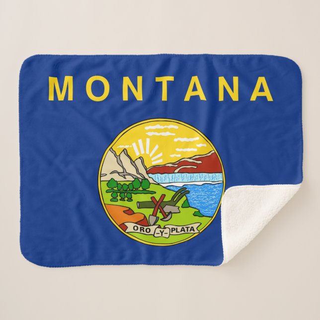 Couverture Sherpa Drapeau d'état du Montana Imprimer Patriotique (Devant (Horizontal))