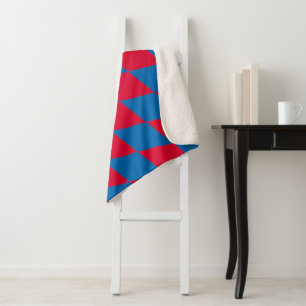 Couverture Sherpa Drapeau diamant Bavière Bleu et Rouge