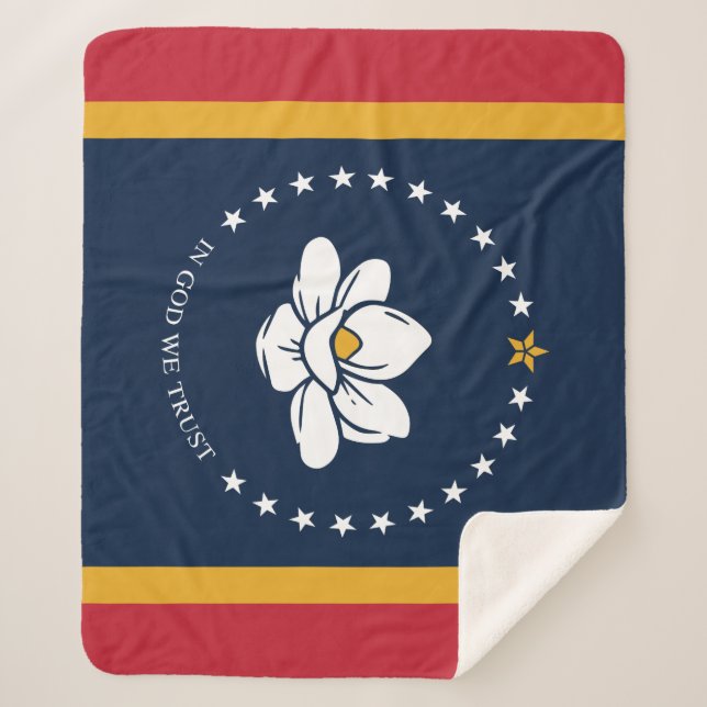 Couverture Sherpa Drapeau du Mississippi - Nouveau Drapeau de Magnol (Devant)