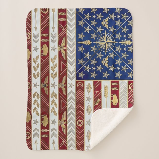 Couverture Sherpa Drapeau du patrimoine Art déco | Style américain d (Devant)