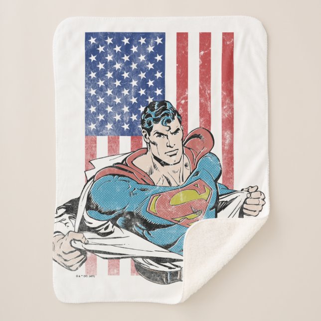 Couverture Sherpa Drapeau Superman & US (Devant)
