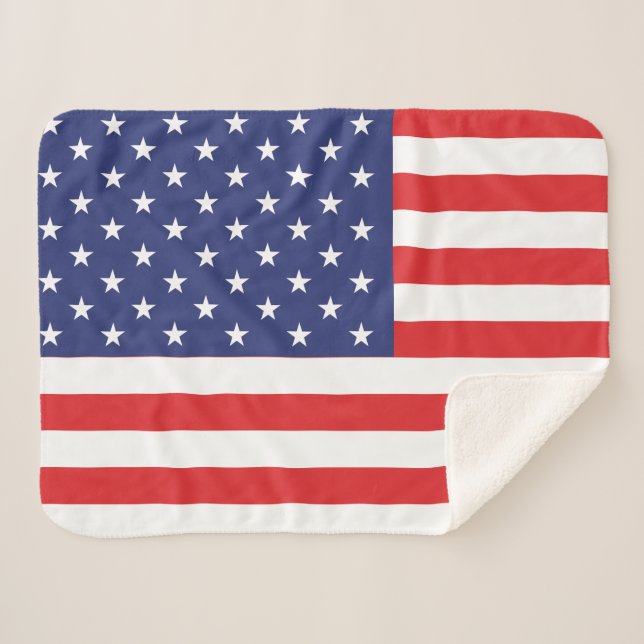 Couverture Sherpa Drapeau USA Imprimer Patriotique Sherpa Blanket (Devant (Horizontal))