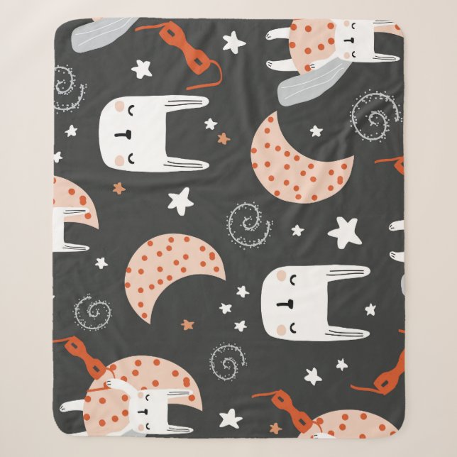 Couverture Sherpa Dreamy Bunny Nights : Starlit Motif (Devant)