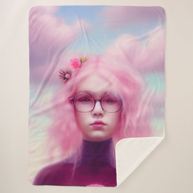 Couverture Sherpa Dreamy Rose (Devant)