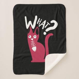 Couverture Sherpa Drôle Chat Magenta Sur Carton Noir