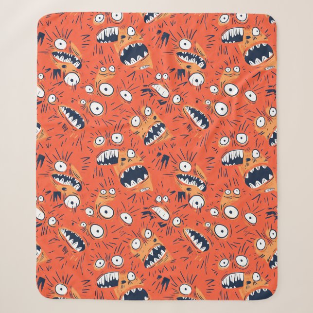 Couverture Sherpa Drôle de monstre orange visage criant  (Devant)