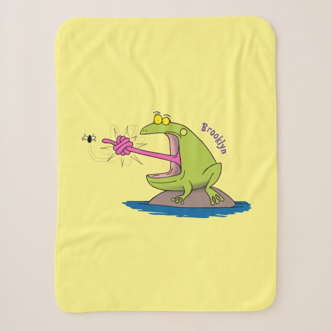 Couverture Sherpa Drôle dessin animé de grenouille et mouche (Devant)