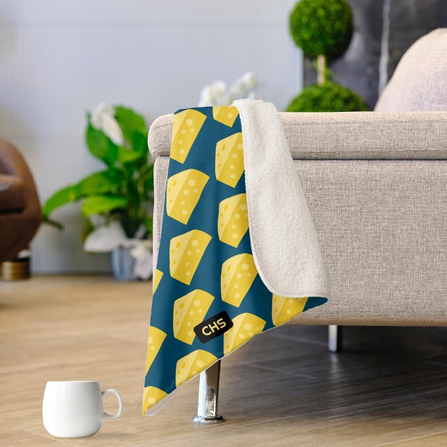 Couverture Sherpa Drôle Fromage de Toon - Ajouter les initiales / su (Créateur téléchargé)