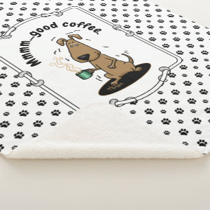 Couverture Sherpa Drôle Jittery Hound Dog sur Café
