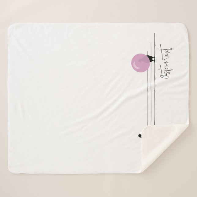 Couverture Sherpa Drôle mignon Bubblegum Birds sur un fil blanc (Devant (Horizontal))