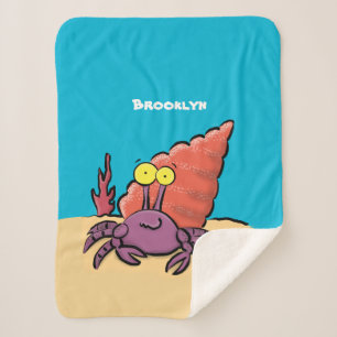 Couverture Sherpa Drôle mignon caricature pourpre crabe ermite
