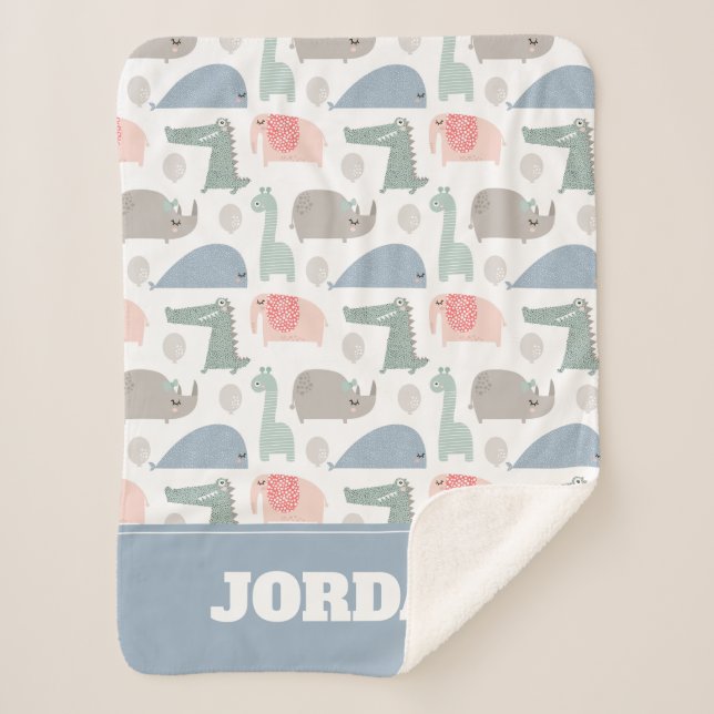 Couverture Sherpa Drôle Visage mignon Doodle Motif animal (Devant)