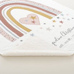 Couverture Sherpa Dusty Pink Modern Rainbow Birth Stats Girl Baby
