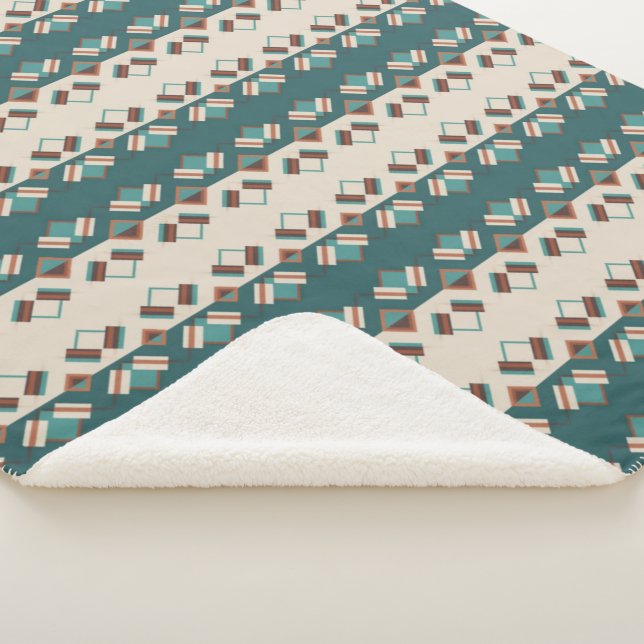 Couverture Sherpa Earth Grid Teal and Brown  (3/4)