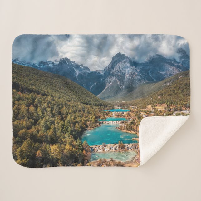 Couverture Sherpa Eau | Blue Moon Lake, Chine (Devant (Horizontal))