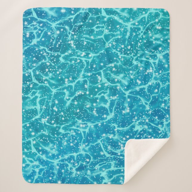 Couverture Sherpa Eau de la mer bleue avec étincelles (Devant)