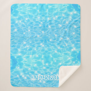 Couverture Sherpa Eau ondule textures eau moderne nom personnalisé