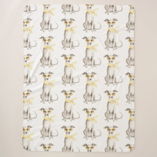 Couverture Sherpa Écharpe Jaune Clair Anniversaire Chien Blanc