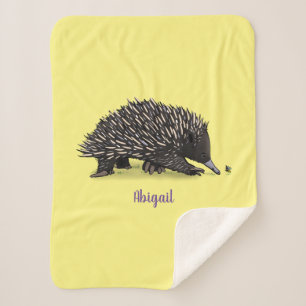 Couverture Sherpa Echidna mignonne avec dessin animé d'abeille