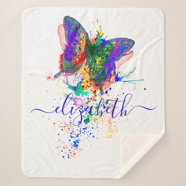 Couverture Sherpa Éclaboussure de papillon personnalisée  (Devant)