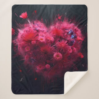 Couverture Sherpa Éclatement du coeur rose