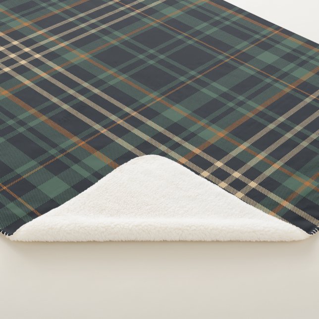 Couverture Sherpa Écossais vert foncé élégant moderne  (3/4)