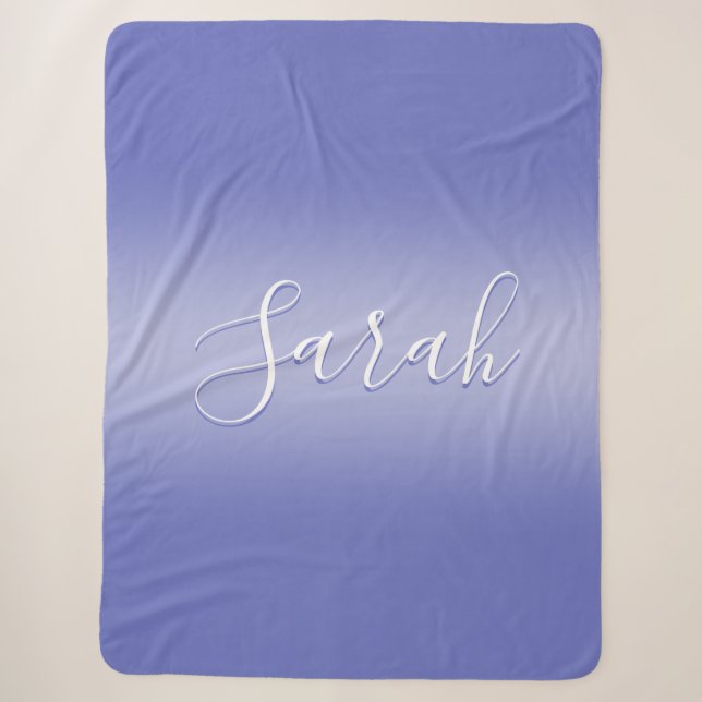Couverture Sherpa Écriture cursive éditable | Violet blanc et violet (Devant)