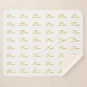 Couverture Sherpa Écriture dorée chic blanc amour calligraphie de ma