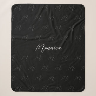 Couverture Sherpa Écriture élégante noire personnalisée