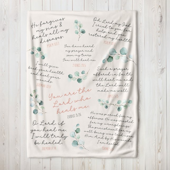 Couverture Sherpa Écritures de guérison douillette Prière I Christia (Healing Scriptures Bible Verse sherpa blanket gift, a tangible expression of God's Love & Power)