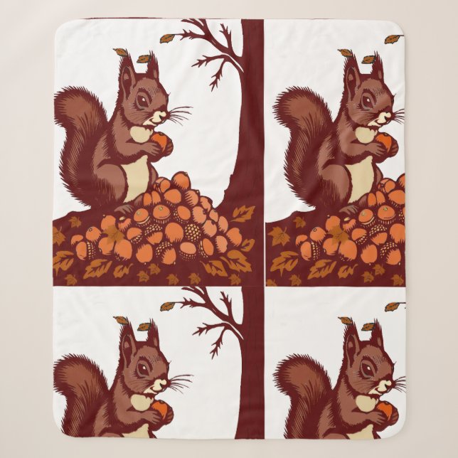 🐿️ Couverture Sherpa Écureuil d'Automne et Forêt  (Devant)
