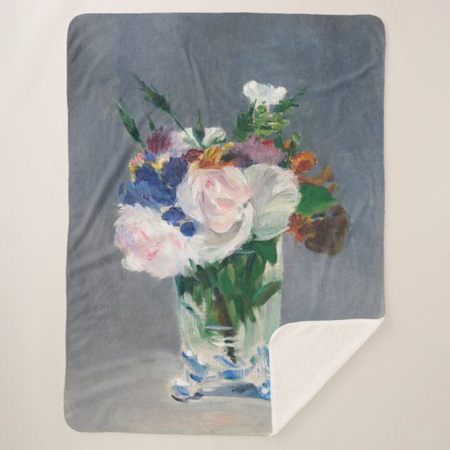 Couverture Sherpa Edouard Manet - Fleurs dans un Vase de Cristal (Devant)