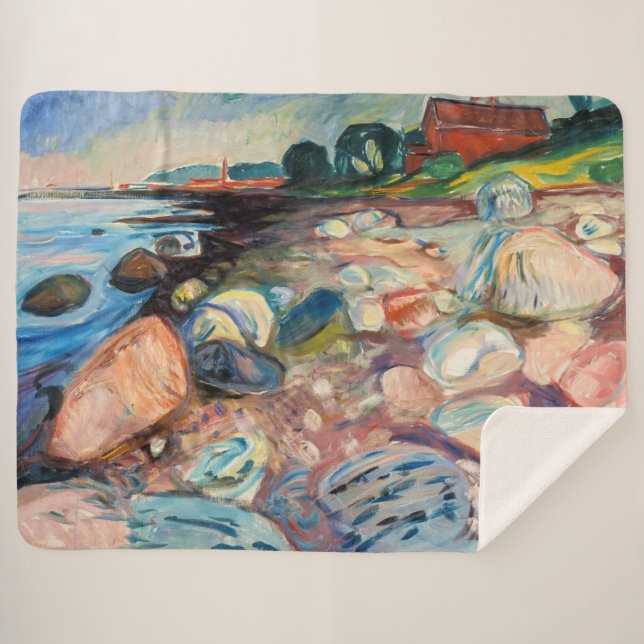 Couverture Sherpa Edvard Munch - Rive avec Maison Rouge (Devant (Horizontal))