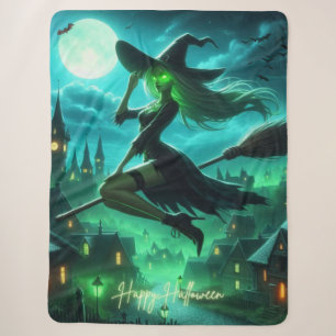 Couverture Sherpa Éffrayante verdure Halloween sorcière