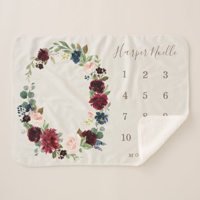 Couverture Sherpa Élégance d'automne Jalon de bébé (Devant (Horizontal))