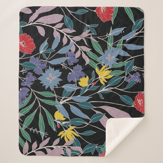 Couverture Sherpa Élégance Florale : Fond Abstrait Vintage (Devant)