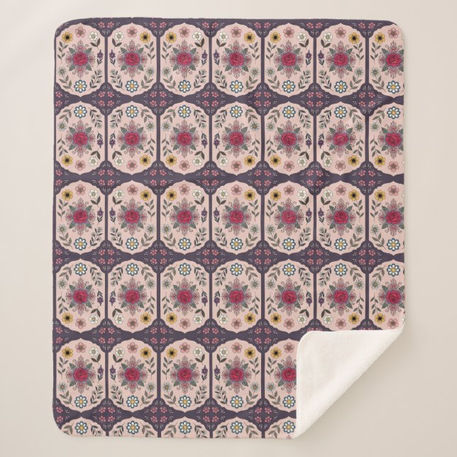 Couverture Sherpa Élégance Mandala Floral (Devant)
